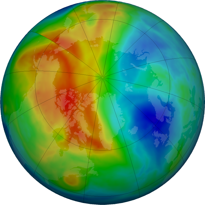 Arctic ozone map for 03 December 2019